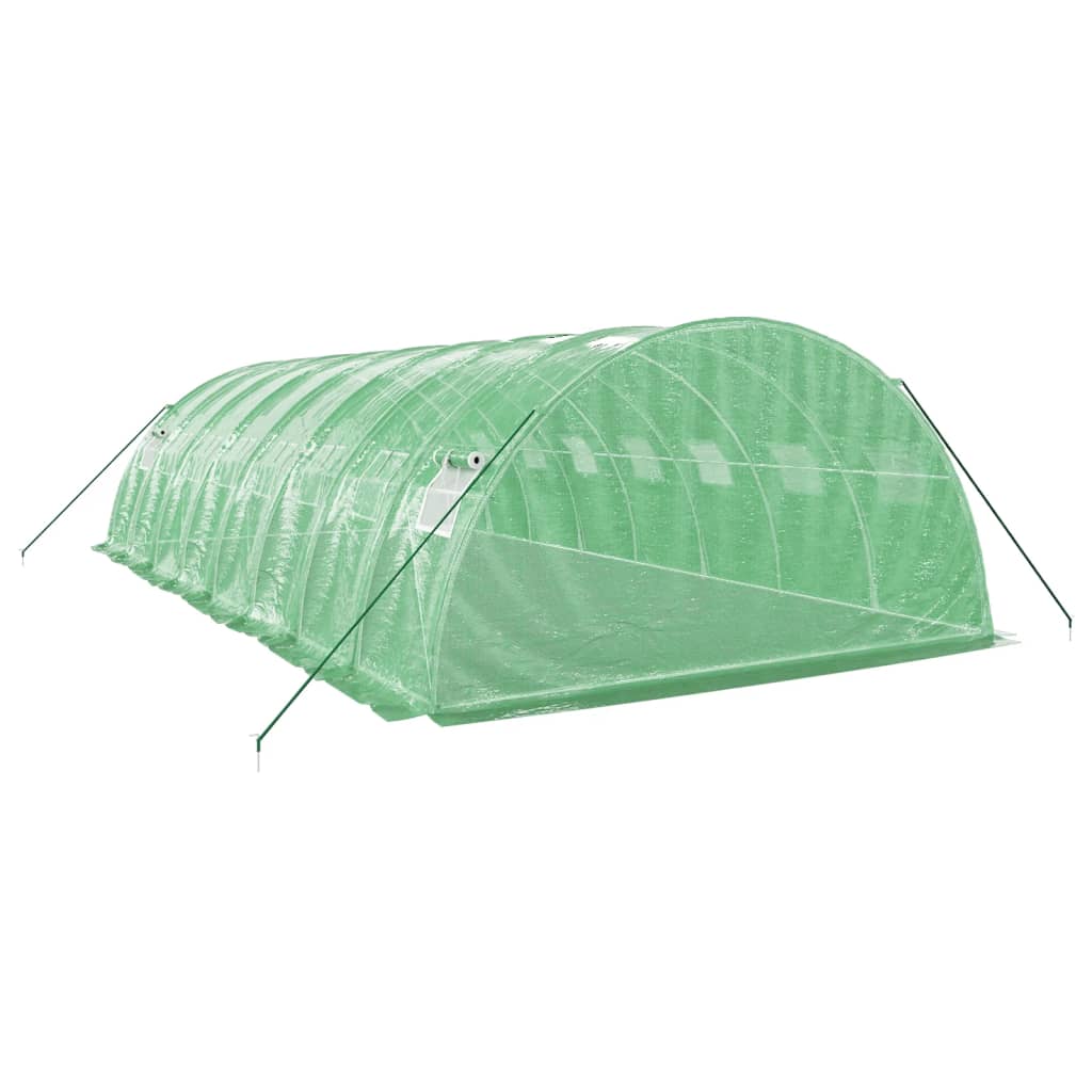 zöld acélvázas melegház 32 m² 8 x 4 x 2 m