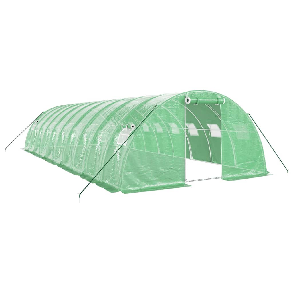 zöld acélvázas melegház 40 m² 10 x 4 x 2 m