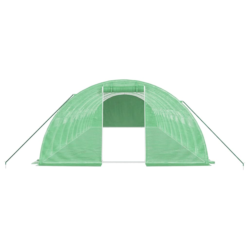 zöld acélvázas melegház 40 m² 10 x 4 x 2 m