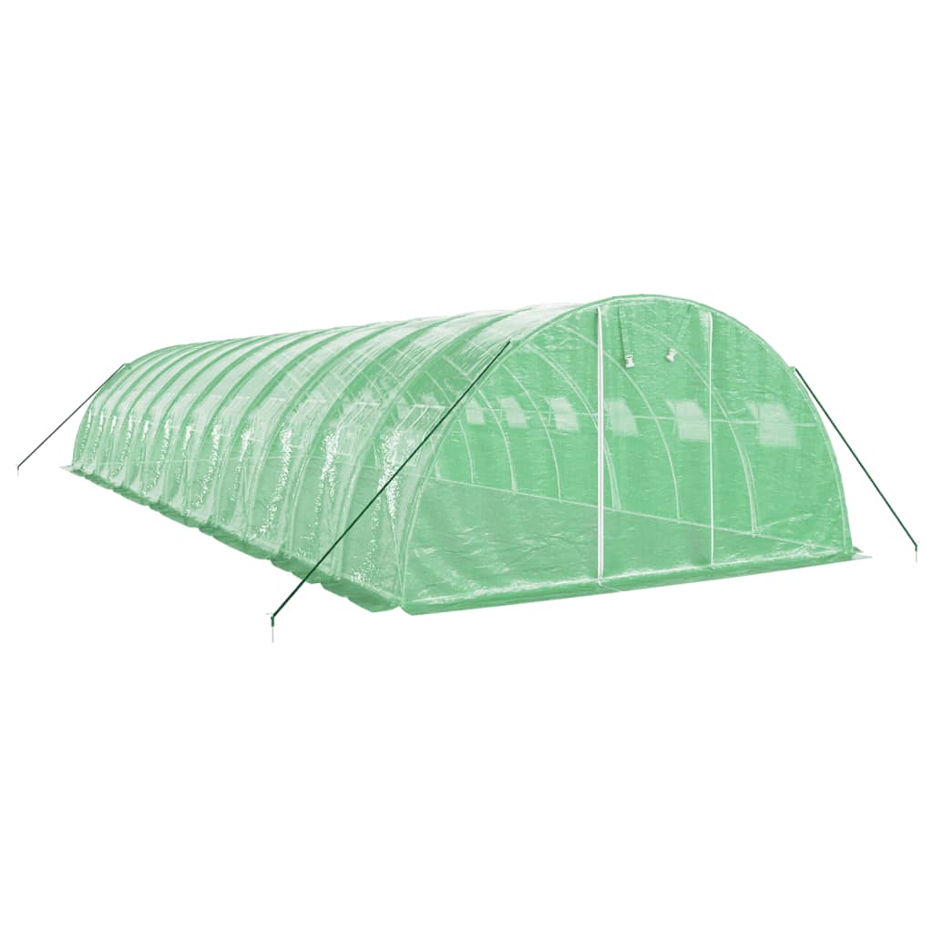 zöld acélvázas melegház 48 m² 12 x 4 x 2 m
