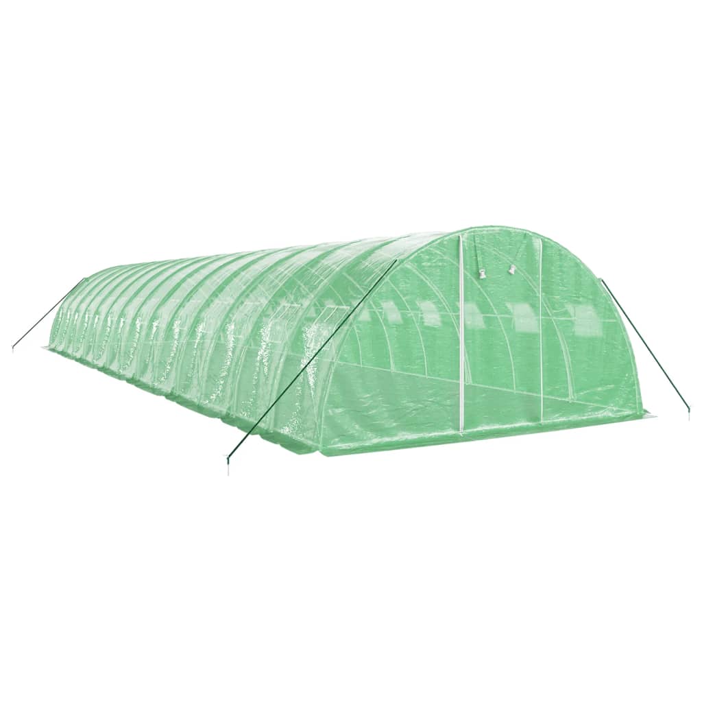 zöld acélvázas melegház 56 m² 14 x 4 x 2 m