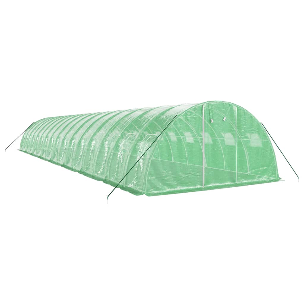 zöld acélvázas melegház 64 m² 16 x 4 x 2 m