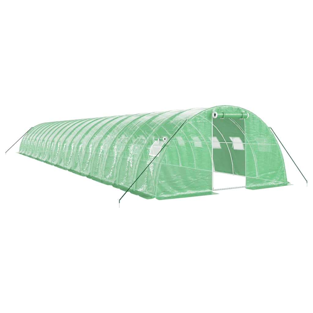 zöld acélvázas melegház 72 m² 18 x 4 x 2 m