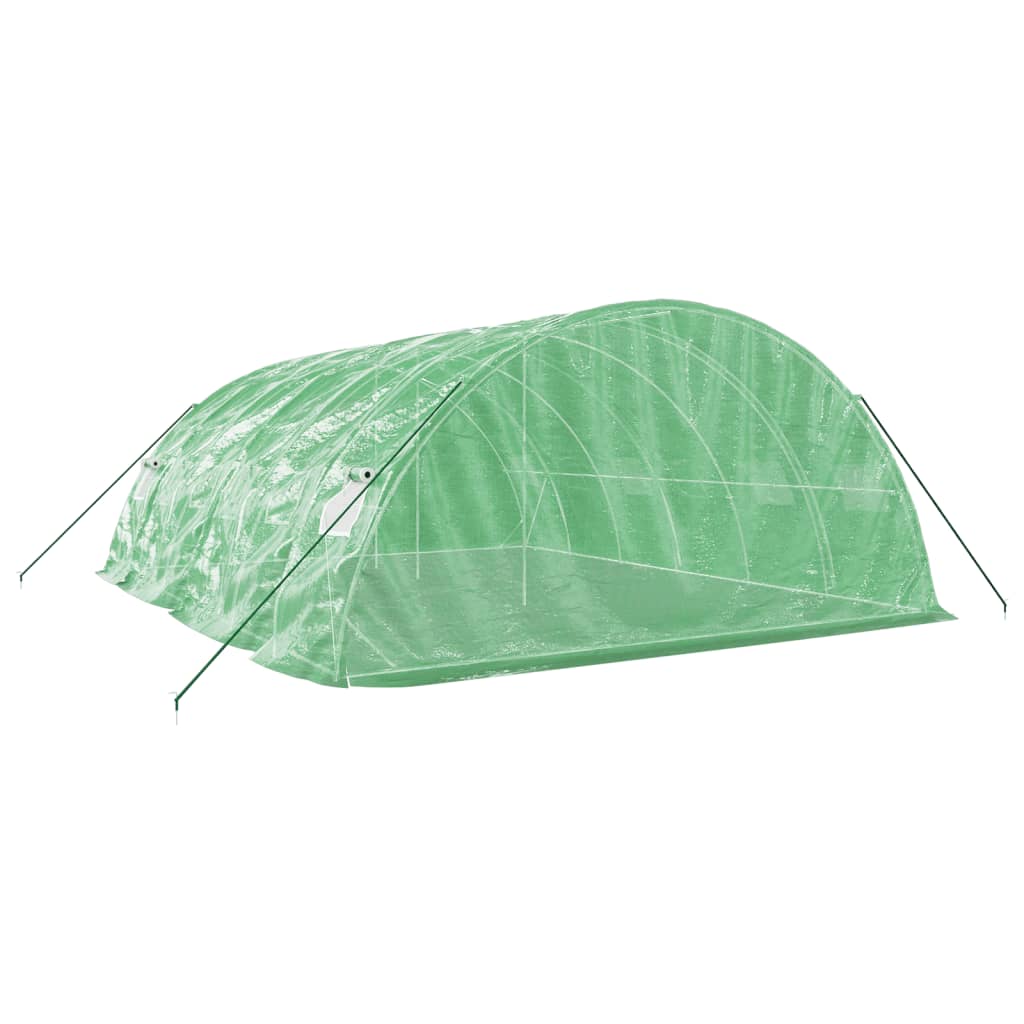 zöld acélvázas melegház 30 m² 6 x 5 x 2,3 m