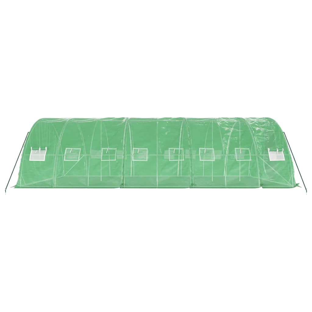 zöld acélvázas melegház 40 m² 8 x 5 x 2,3 m