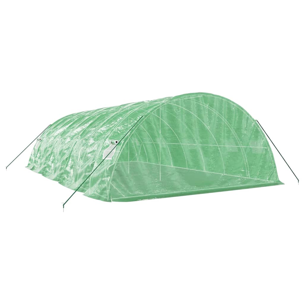 zöld acélvázas melegház 40 m² 8 x 5 x 2,3 m