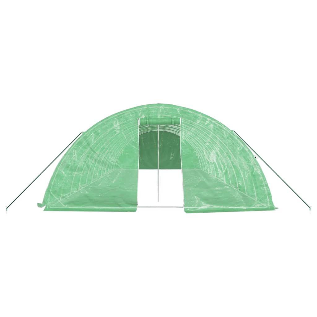 zöld acélvázas melegház 60 m² 12 x 5 x 2,3 m