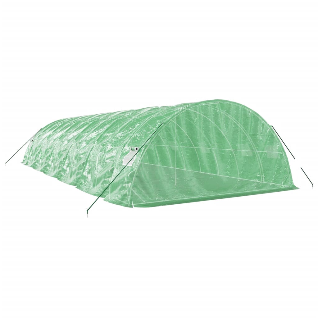 zöld acélvázas melegház 60 m² 12 x 5 x 2,3 m