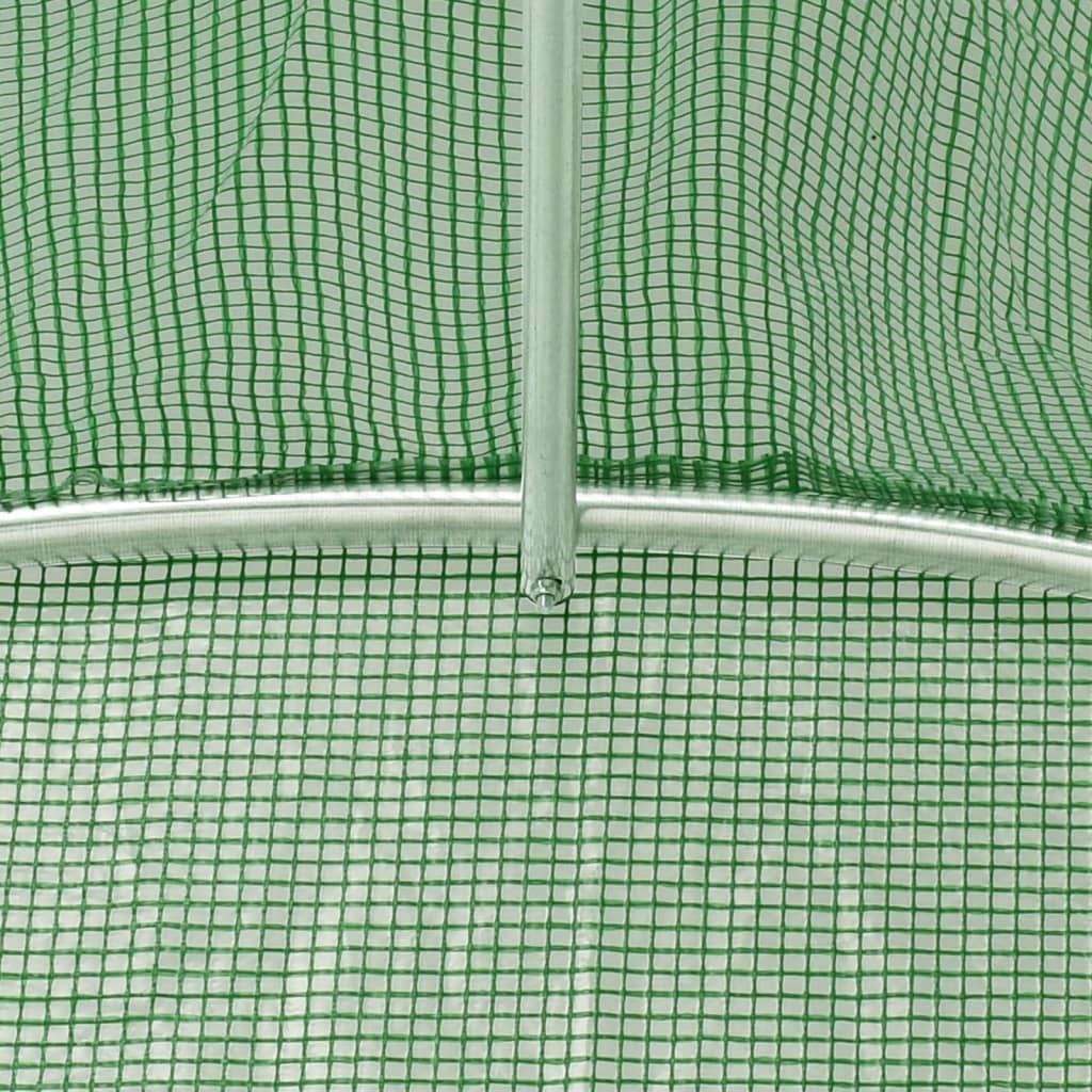 zöld acélvázas melegház 80 m² 16 x 5 x 2,3 m