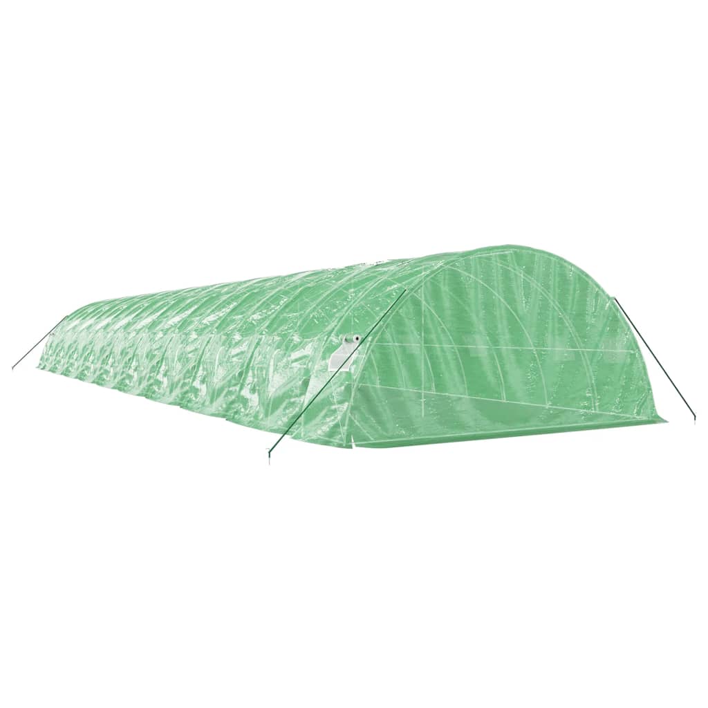 zöld acélvázas melegház 100 m² 20 x 5 x 2,3 m