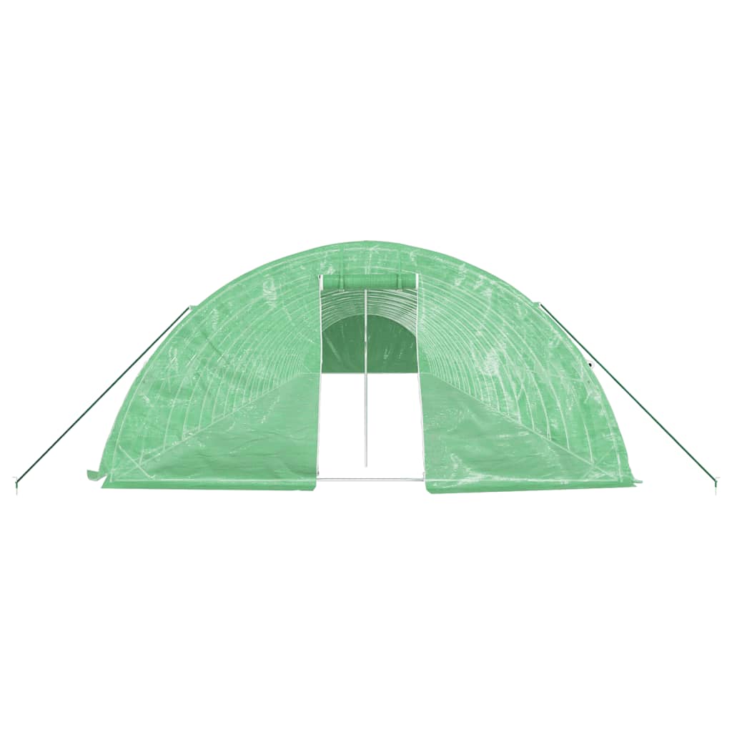 zöld acélvázas melegház 110 m² 22 x 5 x 2,3 m
