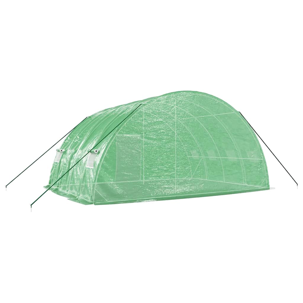zöld acélvázas melegház 24 m² 6 x 4 x 2,85 m