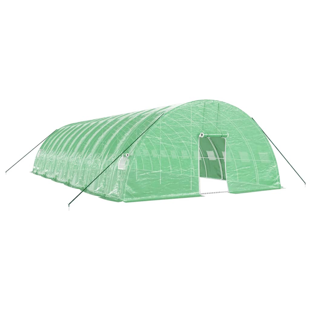 zöld acélvázas melegház 72 m² 12 x 6 x 2,85 m
