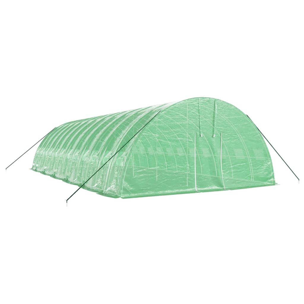 zöld acélvázas melegház 72 m² 12 x 6 x 2,85 m