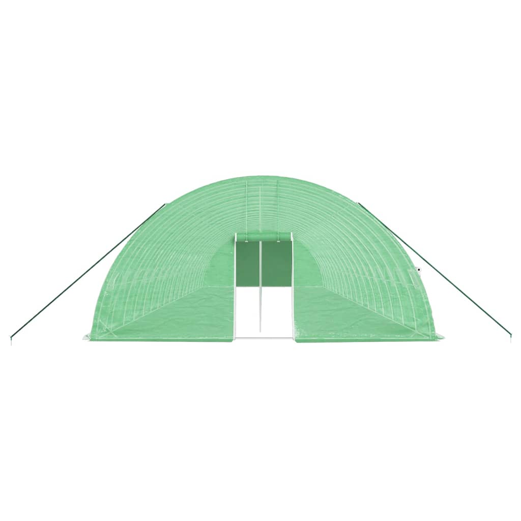 zöld acélvázas melegház 108 m² 18 x 6 x 2,85 m