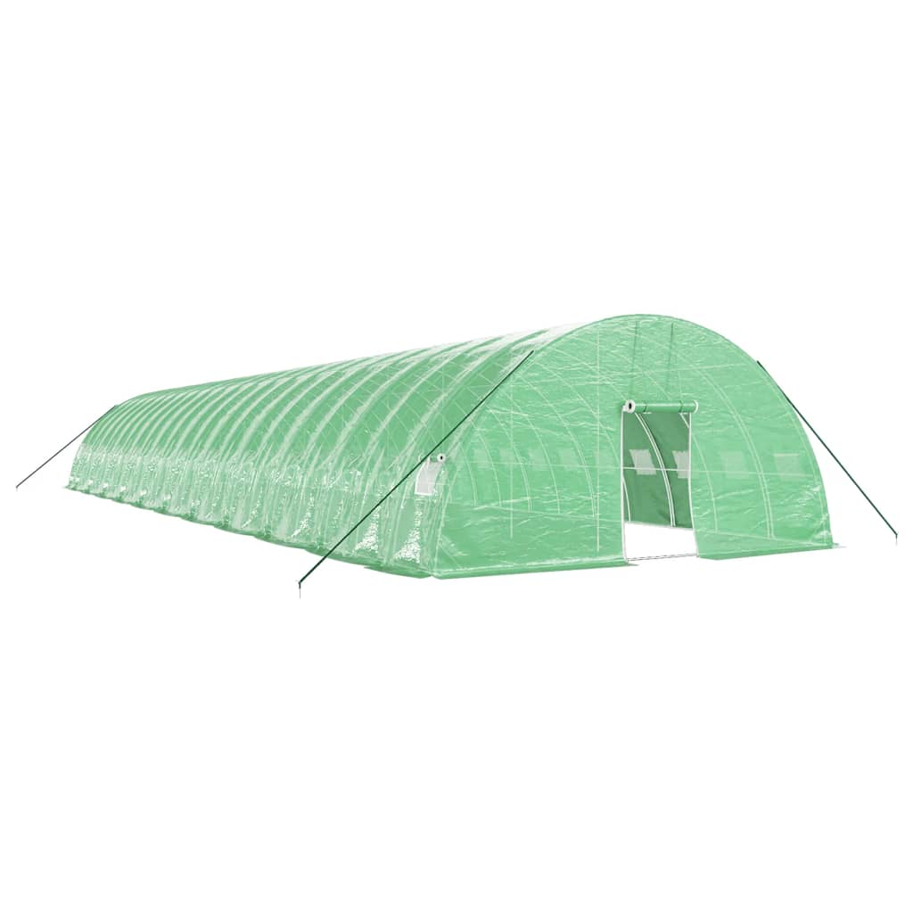 zöld acélvázas melegház 132 m² 22 x 6 x 2,85 m