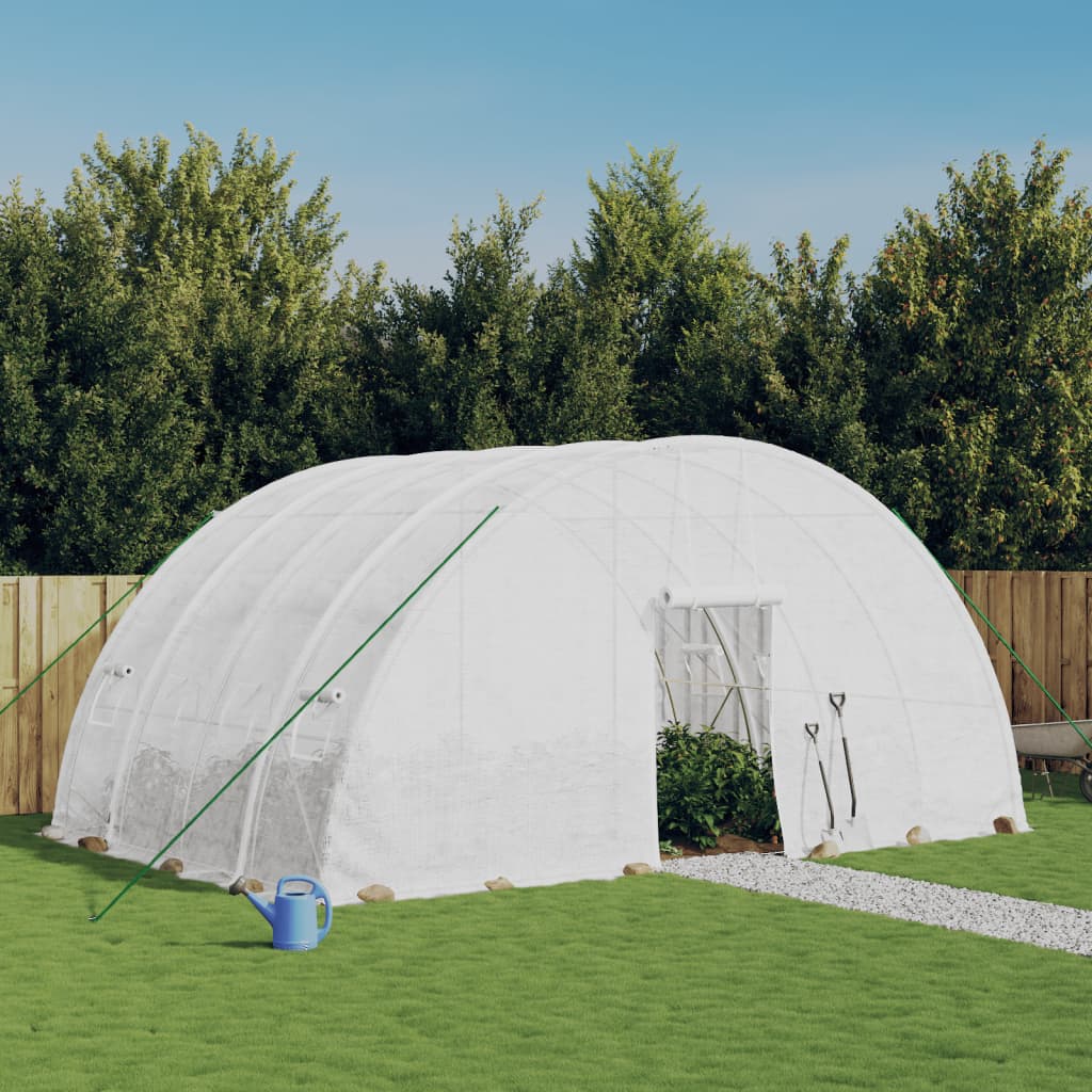 fehér acélvázas melegház 24 m² 6x4x2,85 m