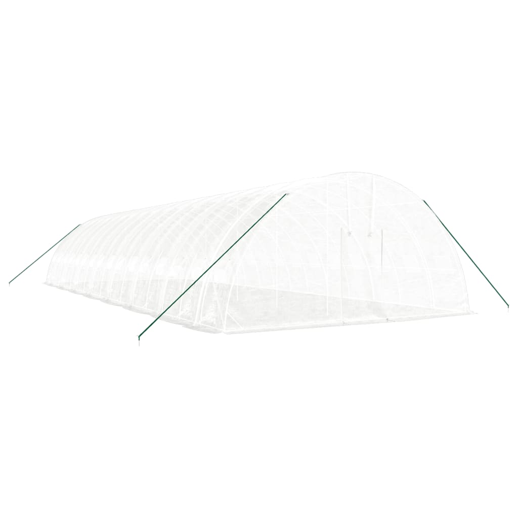 fehér acélvázas melegház 96 m² 16 x 6 x 2,85 m