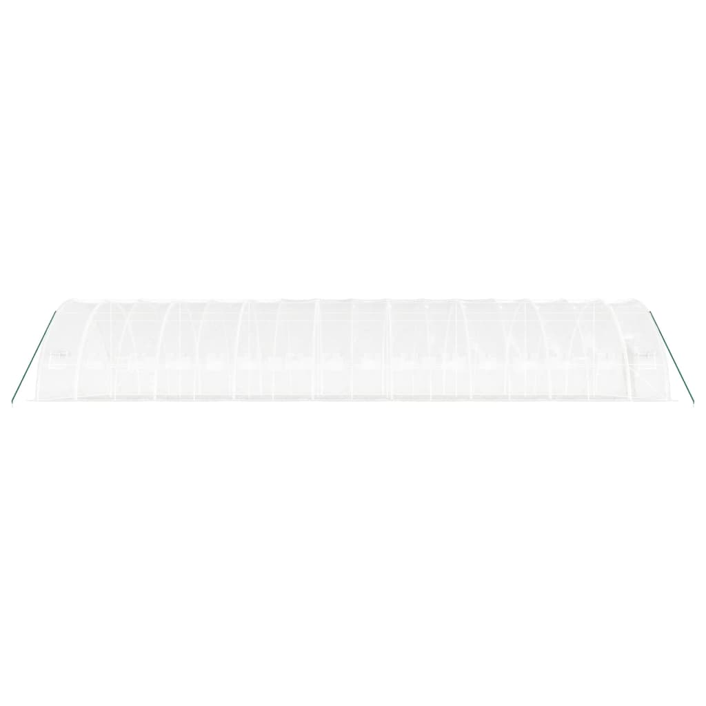 fehér acélvázas melegház 96 m² 16 x 6 x 2,85 m