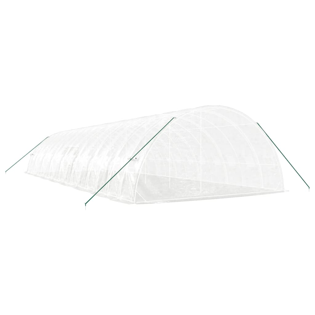 fehér acélvázas melegház 96 m² 16 x 6 x 2,85 m