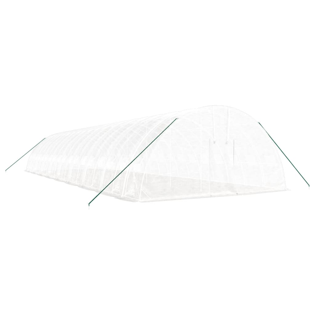 fehér acélvázas melegház 108 m² 18x6x2,85 m