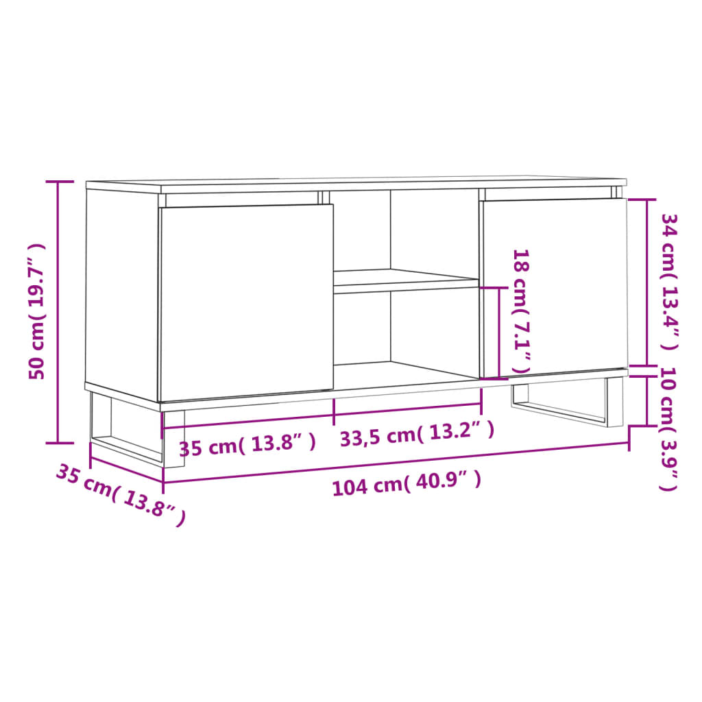 füstös tölgy színű szerelt fa TV-szekrény 104x35x50 cm