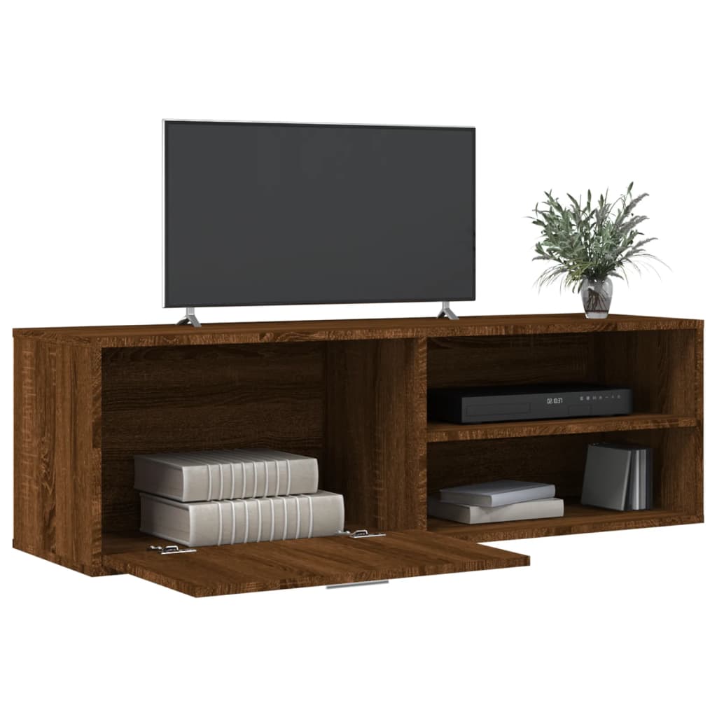barna tölgyszínű szerelt fa TV-szekrény 120 x 34 x 37 cm