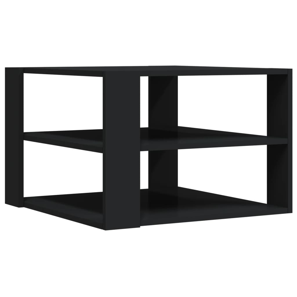 fekete szerelt fa dohányzóasztal 59,5 x 59,5 x 40 cm