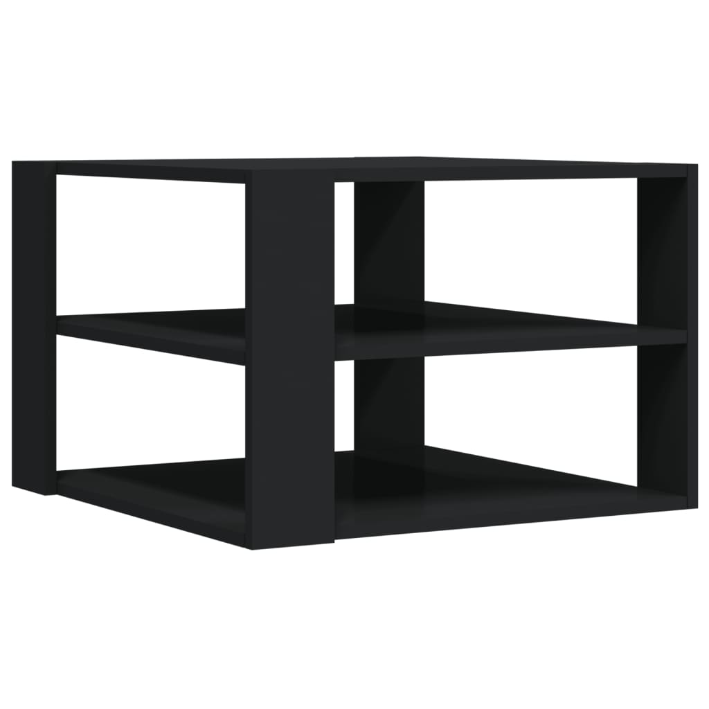 fekete szerelt fa dohányzóasztal 59,5 x 59,5 x 40 cm