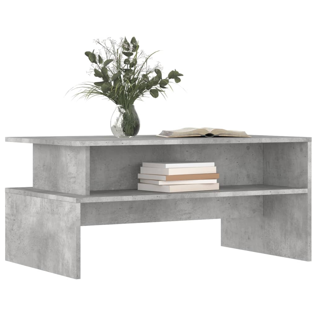betonszürke szerelt fa dohányzóasztal 90 x 55 x 42,5 cm