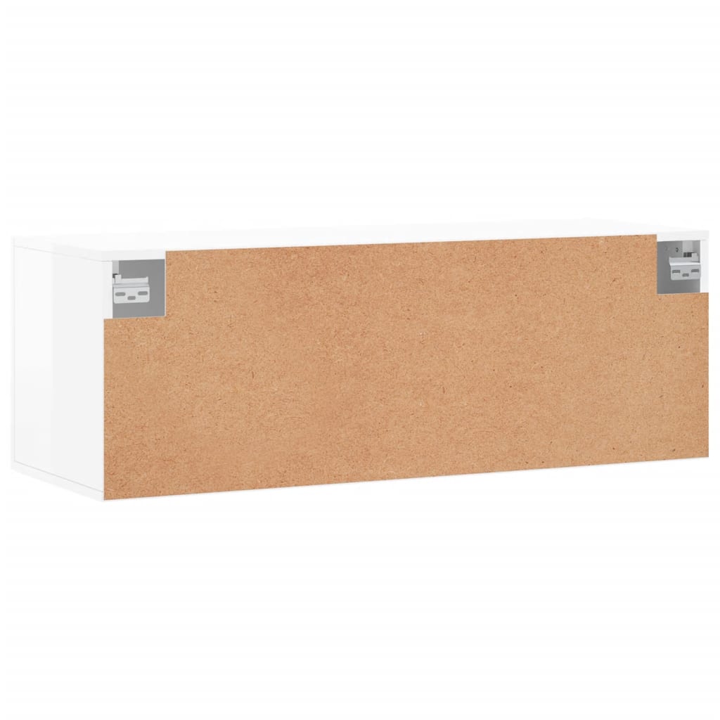 magasfényű fehér szerelt fa faliszekrény 100 x 36,5 x 35 cm