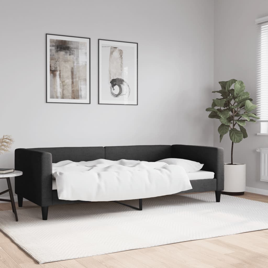 fekete szövet kanapéágy 90 x 200 cm