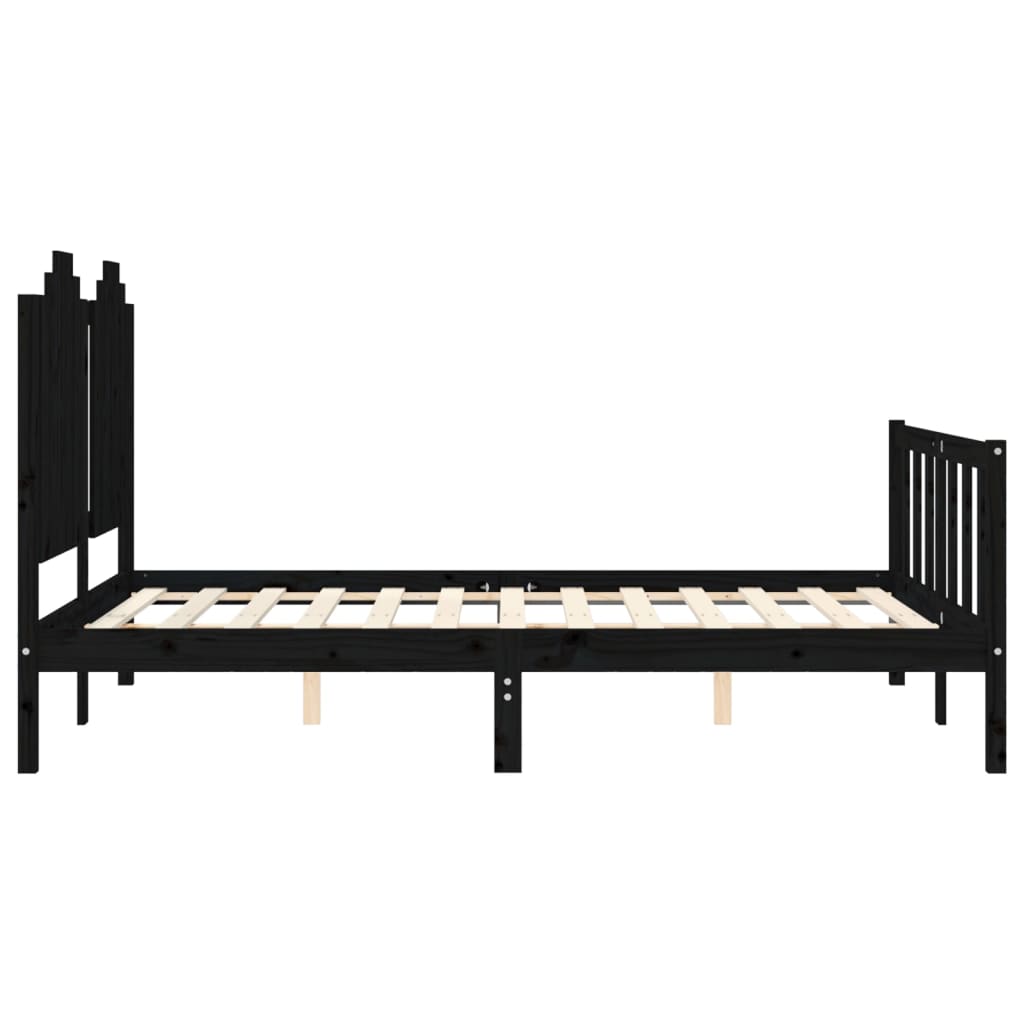 fekete tömör fa ágykeret fejtámlával 140 x 190 cm