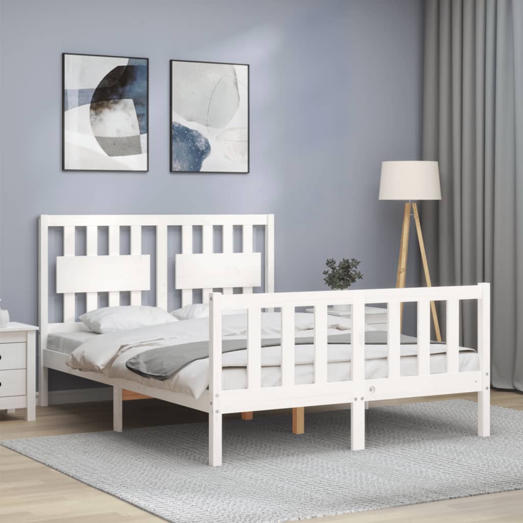 fehér tömör fenyőfa ágy matrac nélkül 140x190 cm
