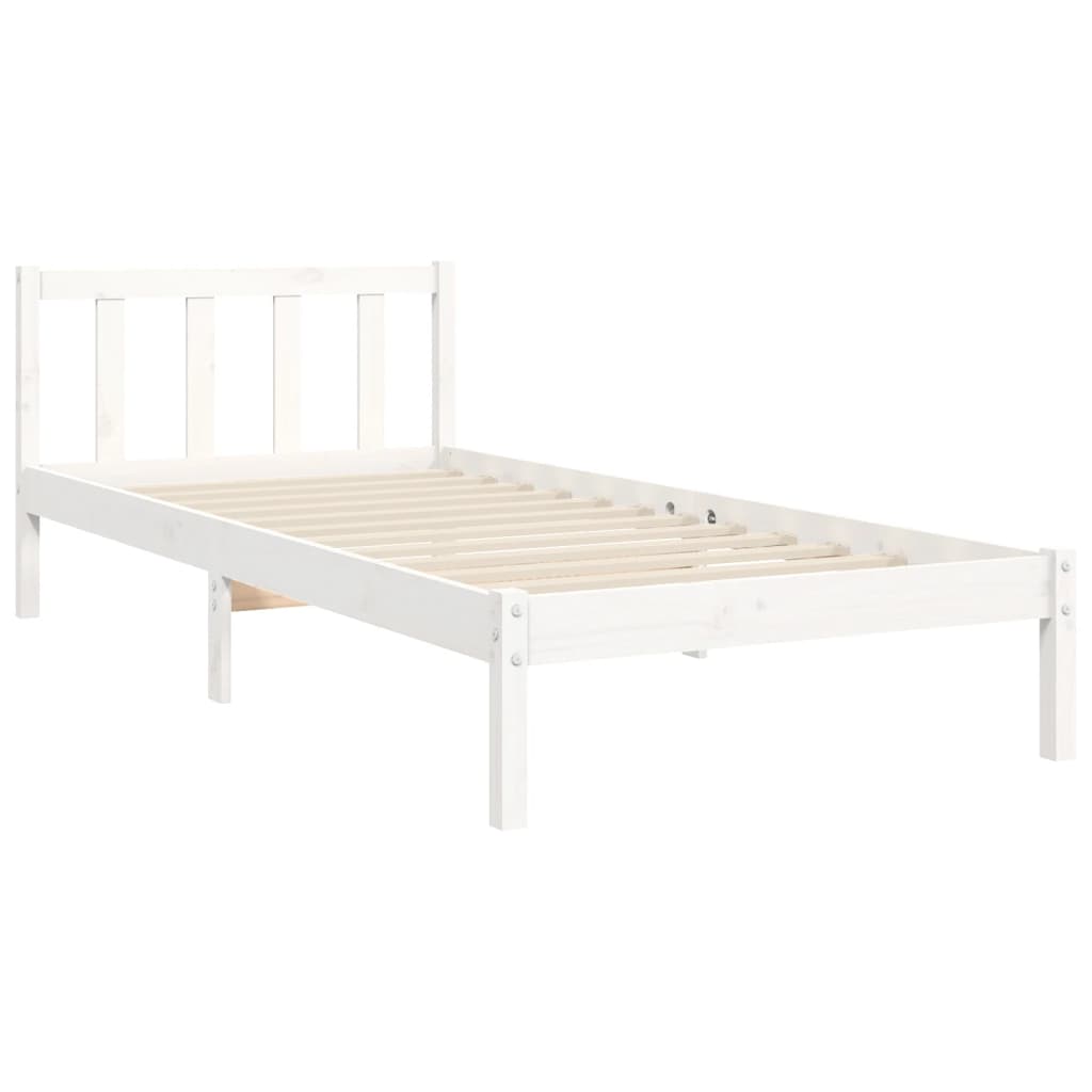 fehér tömör fenyőfa ágy matrac nélkül 90 x 200 cm