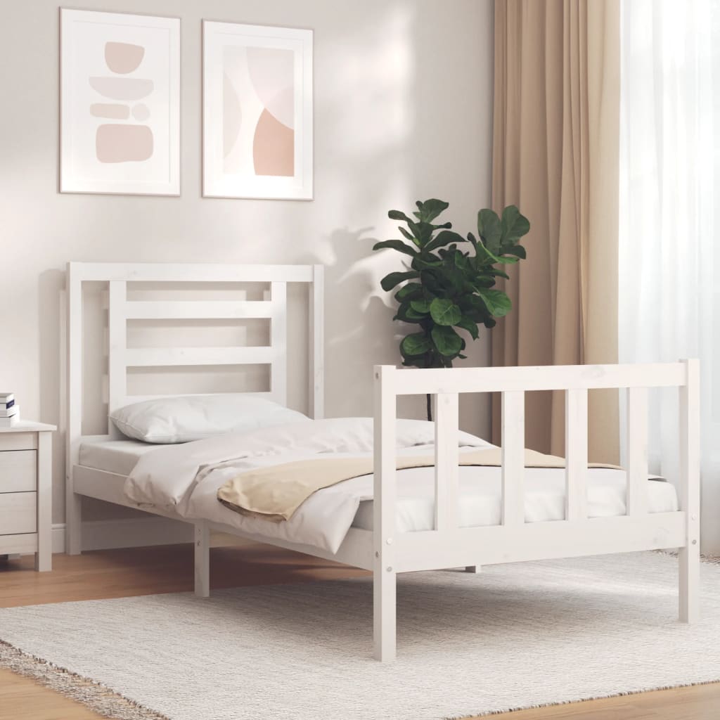 fehér tömör fenyőfa ágy matrac nélkül 90 x 200 cm