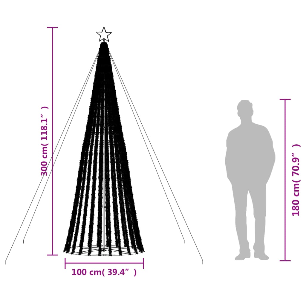 kék LED karácsonyfa 688 LED 300 cm