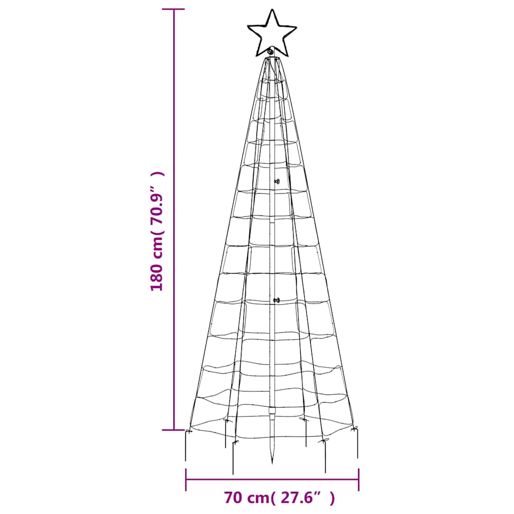 színes LED karácsonyfa tüskékkel 220 LED 180 cm
