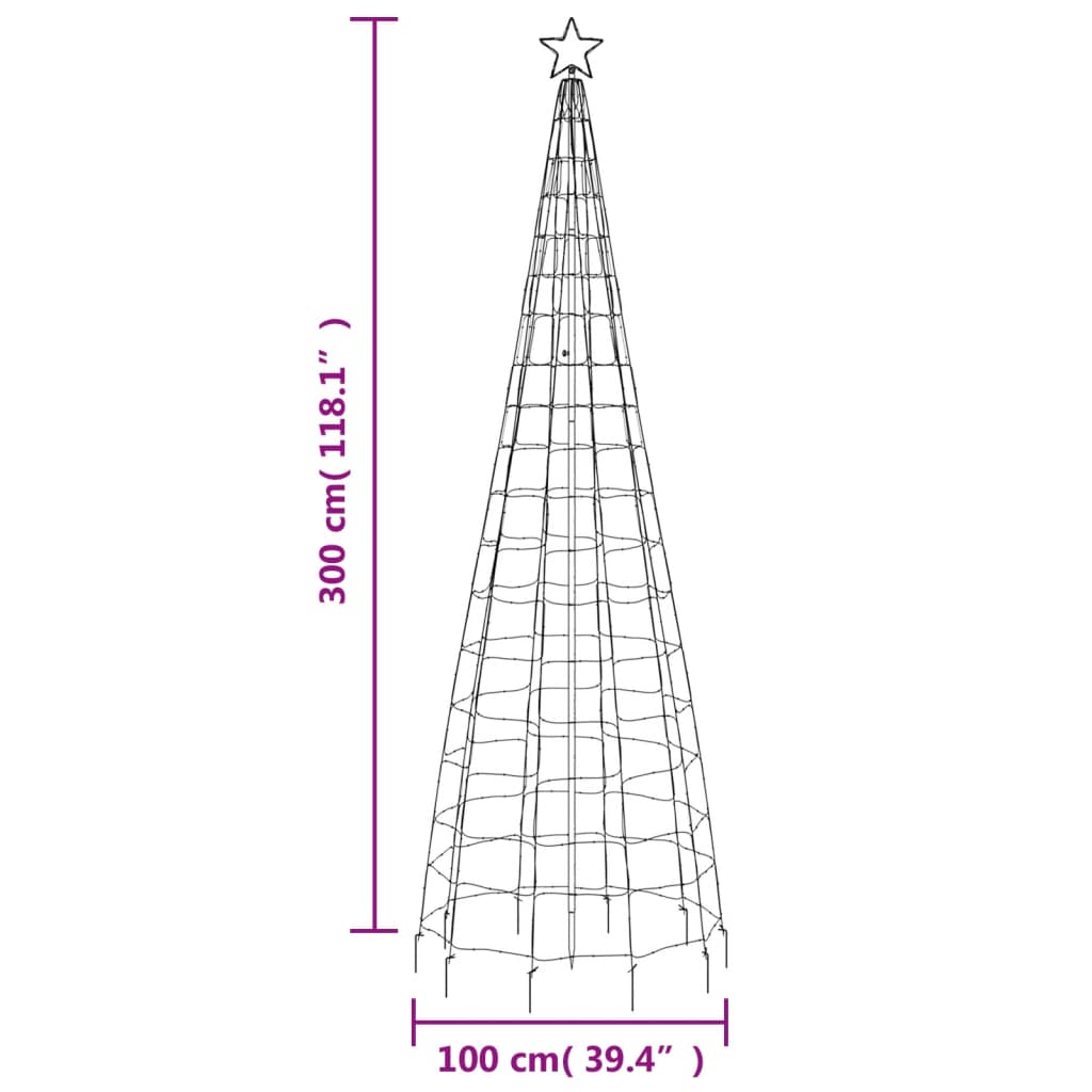 színes LED karácsonyfa tüskékkel 570 LED 300 cm