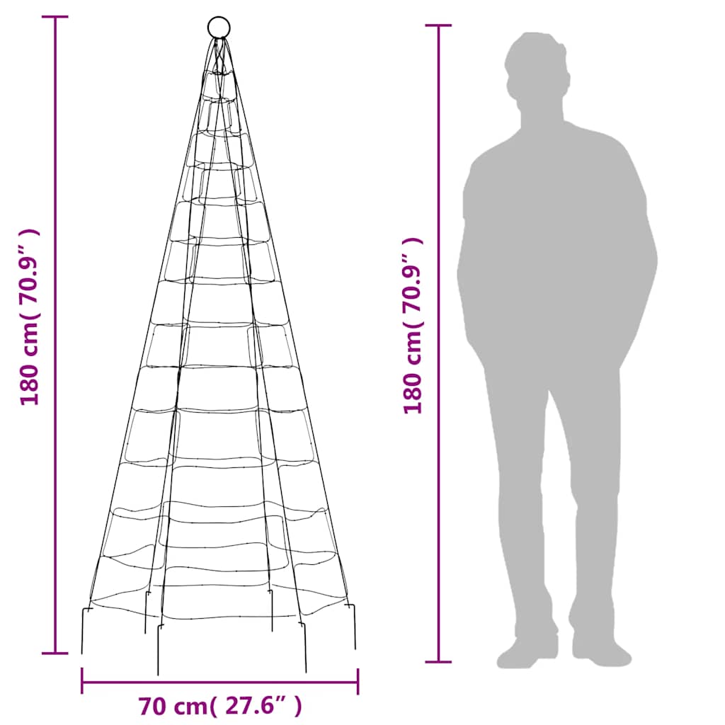 hideg fehér LED karácsonyfa zászlórúdra 200 LED 180 cm