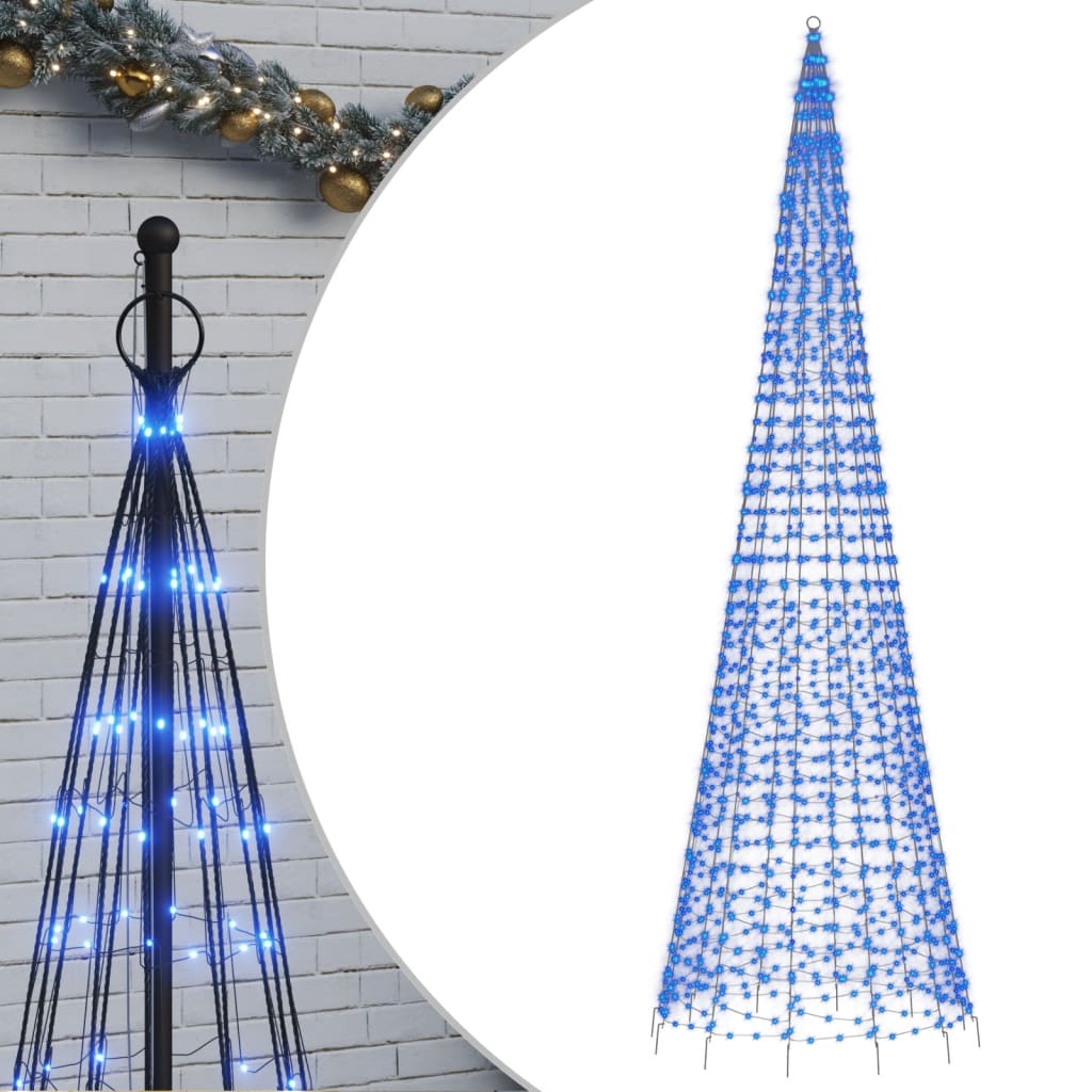 kék LED karácsonyfa zászlórúdra 1534 LED 500 cm