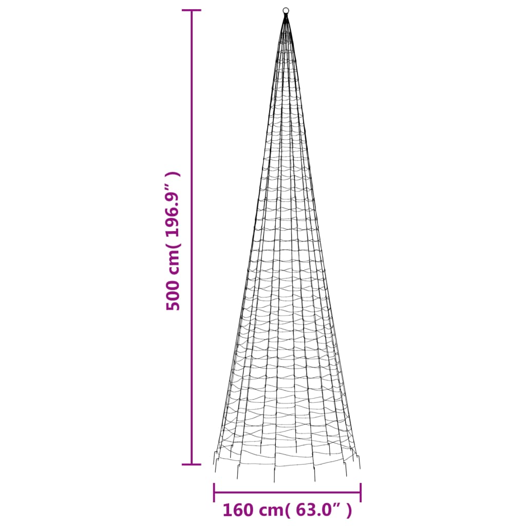 kék LED karácsonyfa zászlórúdra 1534 LED 500 cm