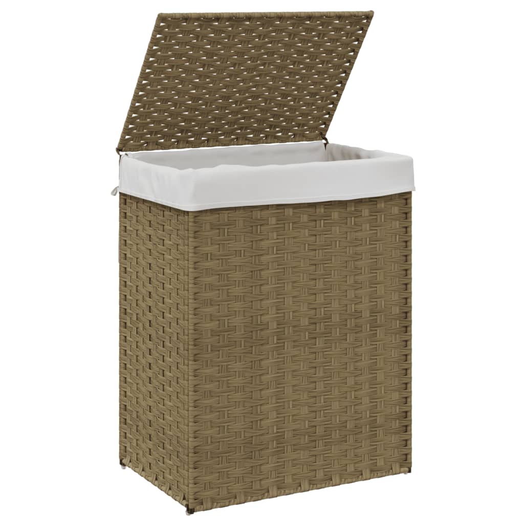 polyrattan szennyeskosár fedéllel 46x33x60 cm