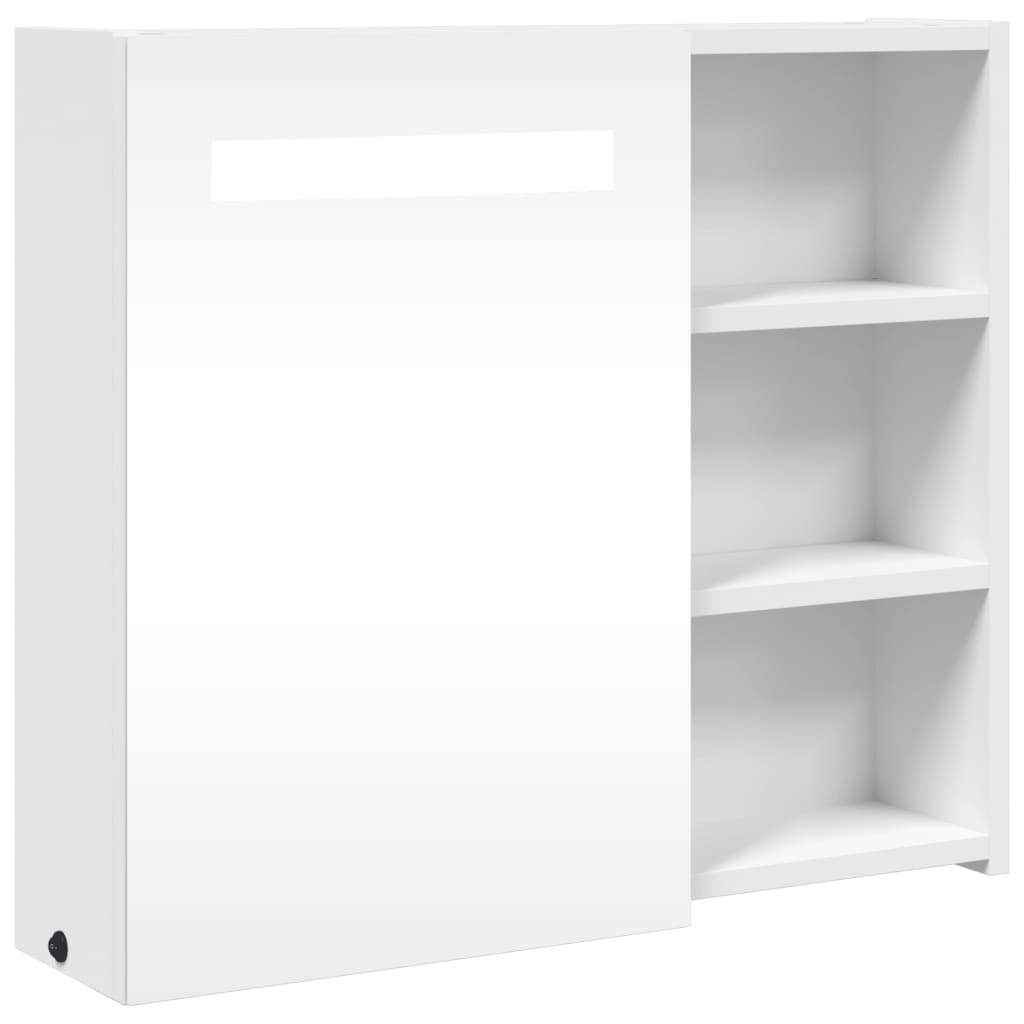 fehér tükrös fürdőszobaszekrény LED-del 60 x 13 x 52 cm