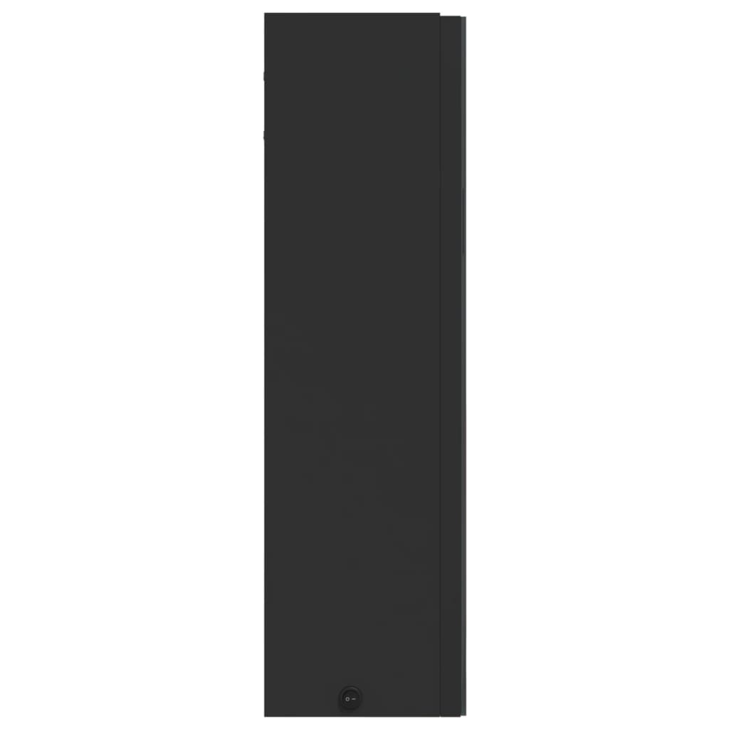 fekete tükrös fürdőszobaszekrény LED-del 60 x 13 x 52 cm