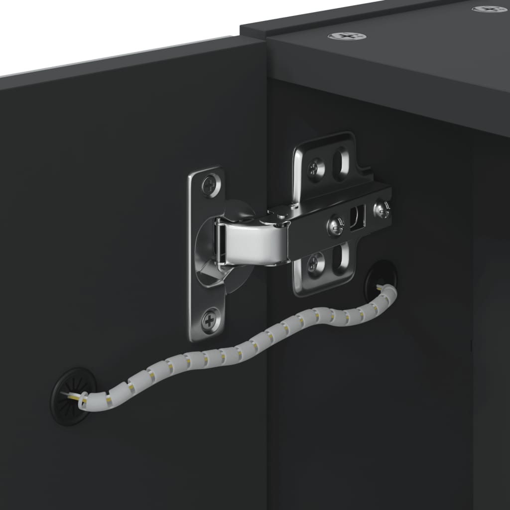 fekete tükrös fürdőszobaszekrény LED-del 60 x 13 x 52 cm