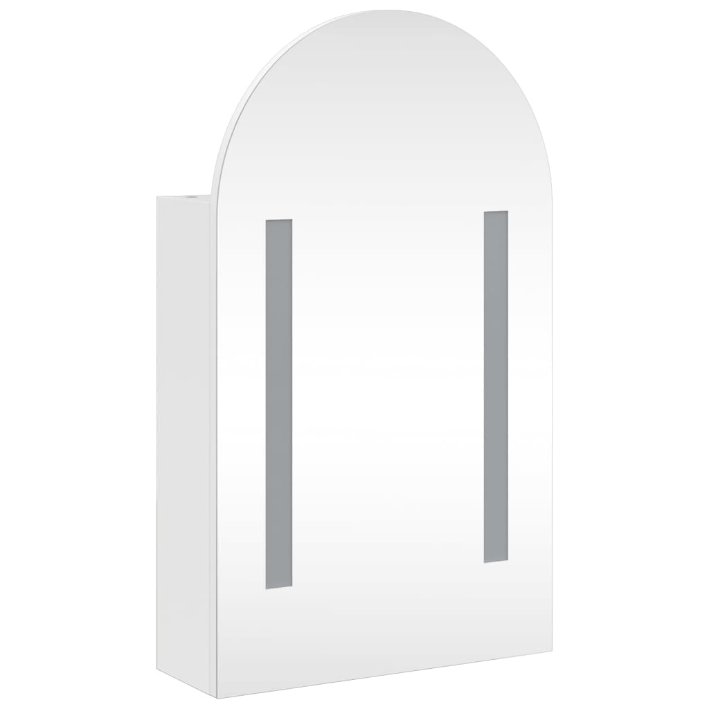 fehér ívelt tükrös fürdőszobaszekrény LED-del 42 x 13 x 70 cm