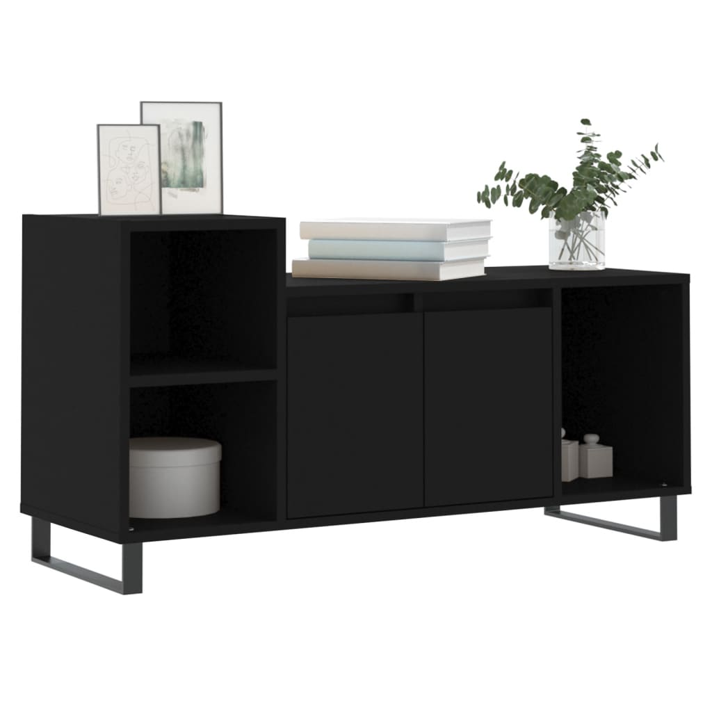 fekete szerelt fa TV-szekrény 100x35x55 cm
