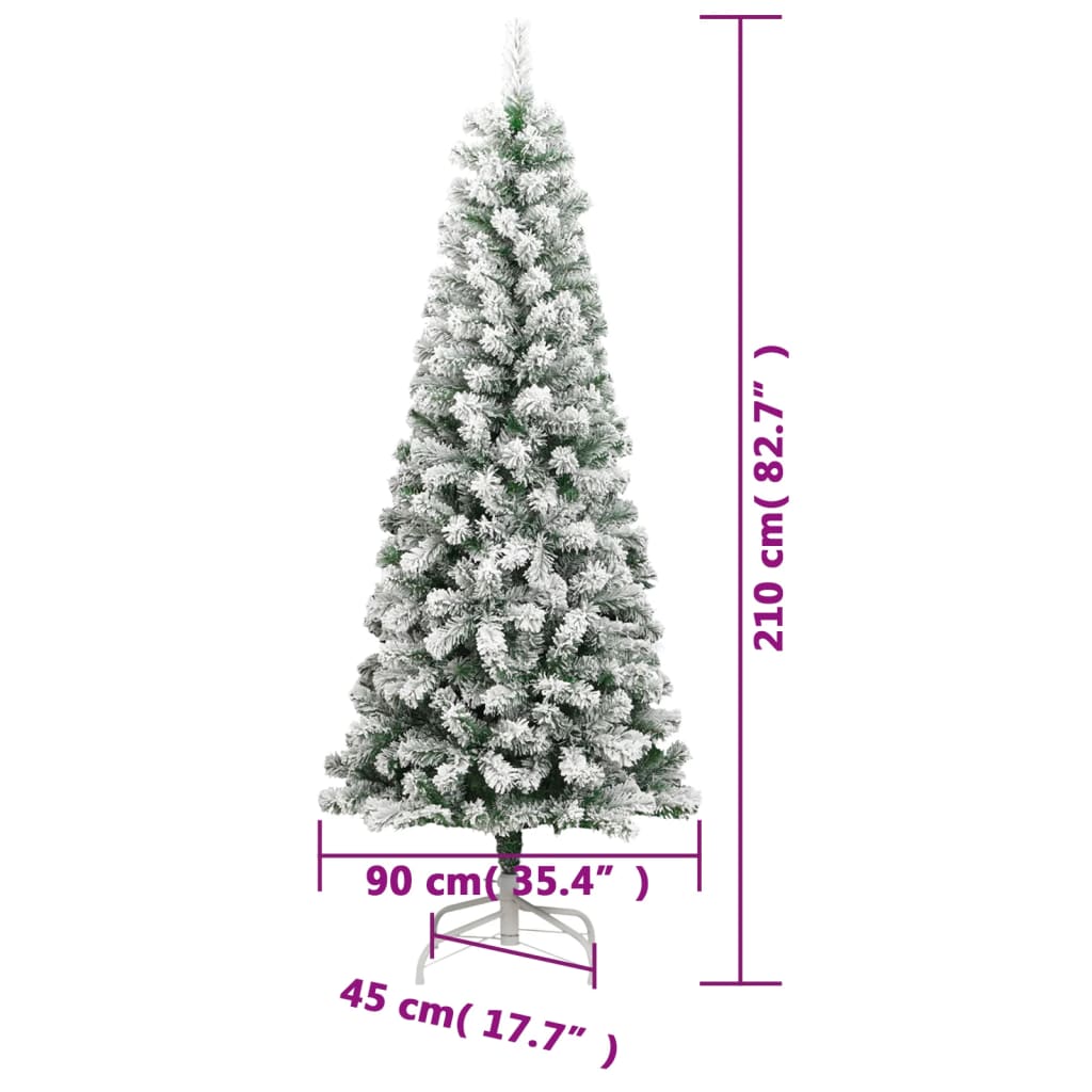 csuklópántos műkarácsonyfa hóval 210 cm