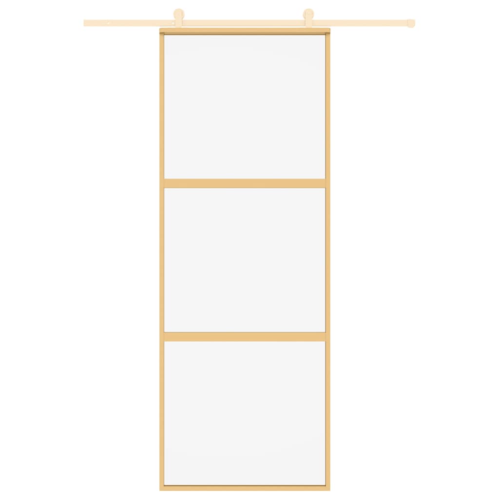 aranyszínű átlátszó ESG üveg és alumínium tolóajtó 76 x 205 cm